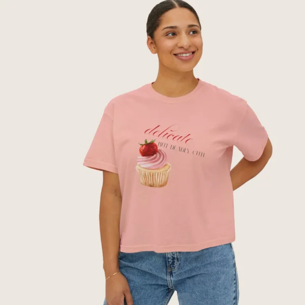 Delicate but deadly cute tee with Cupcake design on CC3023 - Peach