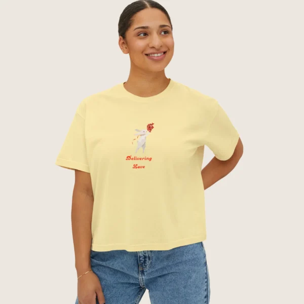 Delivering Love Tee with floral bouquet graphic on Comfort Colors 3023 - Butter