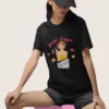 Don’t Text Tee with retro girl illustration and doodle accents on Comfort Colors 1717 - Black