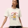 Don’t Text Tee with retro girl illustration and doodle accents on Comfort Colors 1717 - Ivory