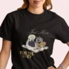 Just Here for the Cozy Tee 1717 with illustration of a girl enjoying picnic on Comfort Colors 1717 - Black