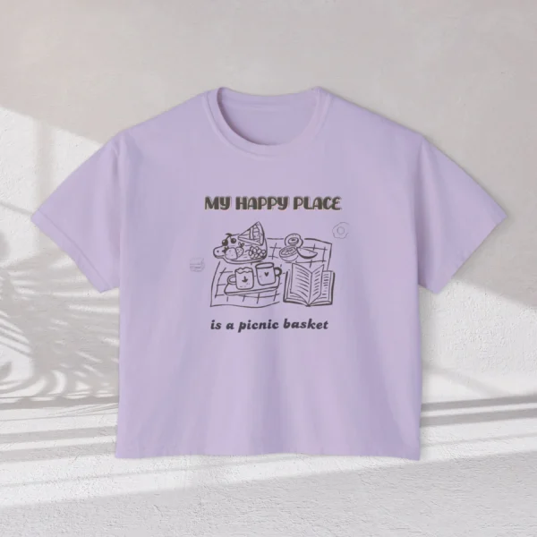 My Happy Place t-shirt with picnic design on CC3023 - Orchid Flatlay