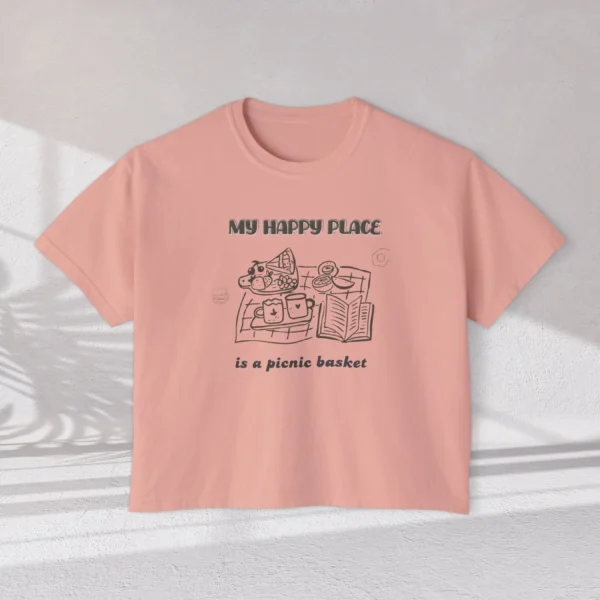 My Happy Place t-shirt with picnic design on CC3023 - Peachy Flatlay