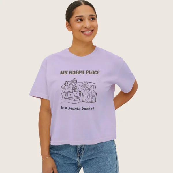My Happy Place t-shirt with picnic design on CC3023 - Orchid
