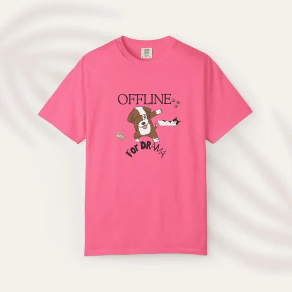 Sweet Pixels Tee with pixelated animal artwork on Comfort Colors 1717 - Crunchberry Flatlay