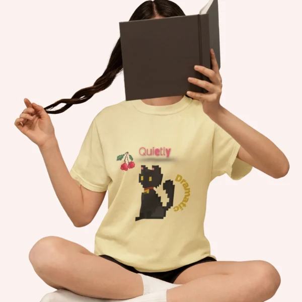 Sweet Pixels Tee with pixelated animal artwork on Comfort Colors 1717 - Banana