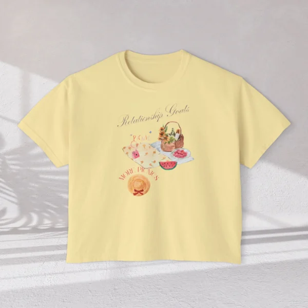 Relationship Goals Tee with picnic design on CC3023 - Butter Flatlay