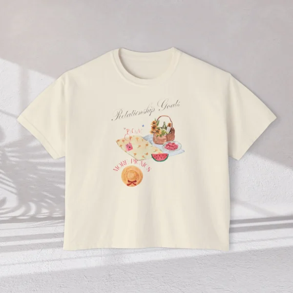 Relationship Goals Tee with picnic design on CC3023 - Ivory Flatlay
