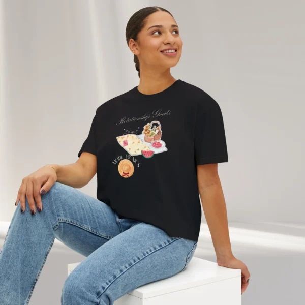 Relationship Goals Tee with picnic design on CC3023 - Black Sitting