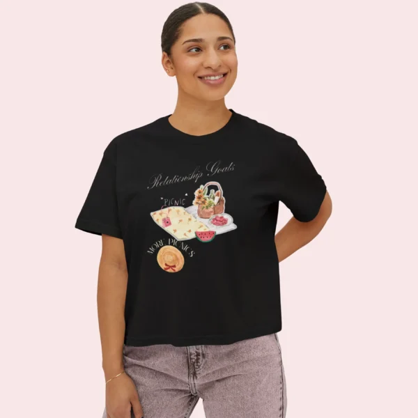 Relationship Goals Tee with picnic design on CC3023 - Black