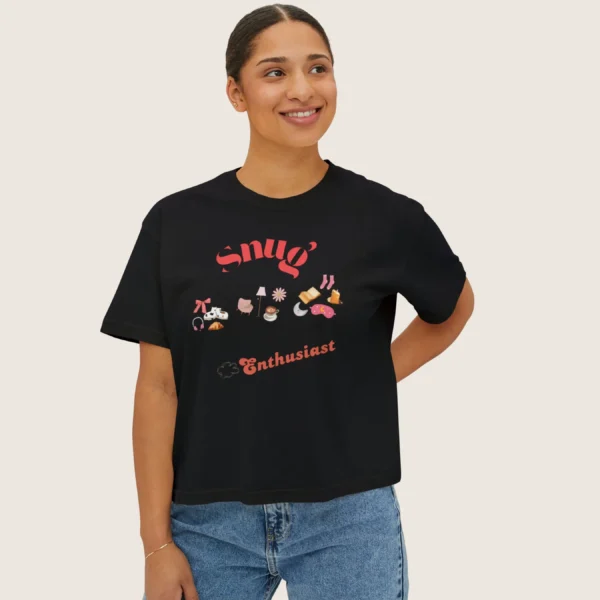 Snug Enthusiast Tee with cozy doodle graphics on Comfort Colors 3023 - Black