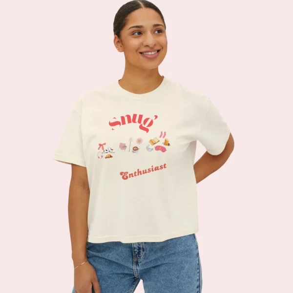 Snug Enthusiast Tee with cozy doodle graphics on Comfort Colors 3023 - Ivory