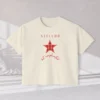 Stellar but complicated Tee with gingham red star illustration on Comfort Colors 3023 - Ivory Flatlay