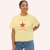 Stellar but complicated Tee with gingham red star illustration on Comfort Colors 3023 - Butter