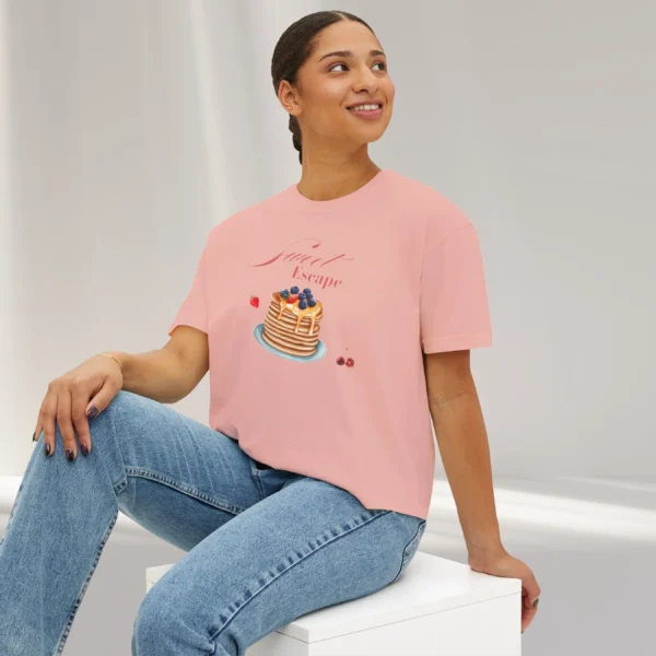 Sweet Escape Tee with pancake stack and berries illustration on Comfort Colors 3023 - Peachy Sitting