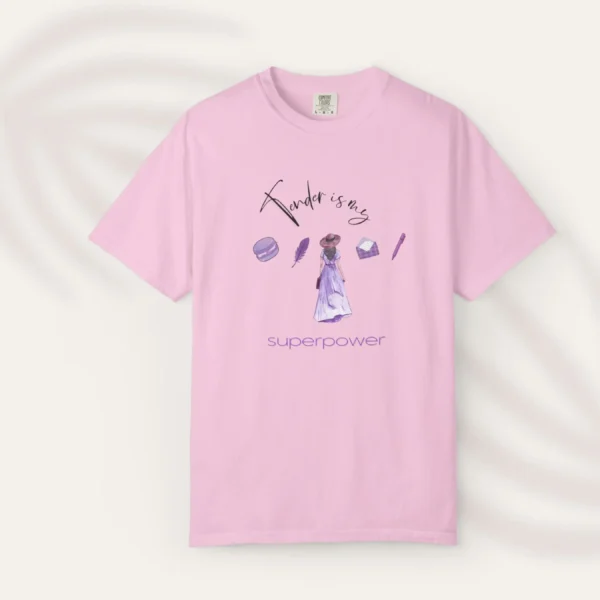 Tender is my superpower Tee with watercolour girl design on comfort colors 1717 - Blossom Flatlay