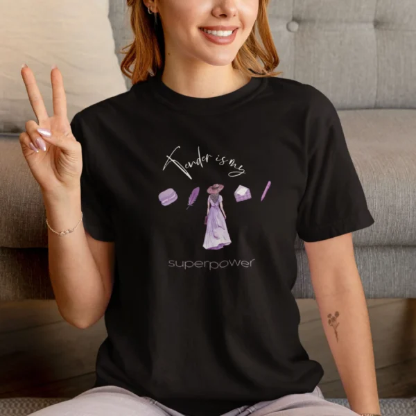Tender is my superpower Tee with watercolour girl design on comfort colors 1717 - Black