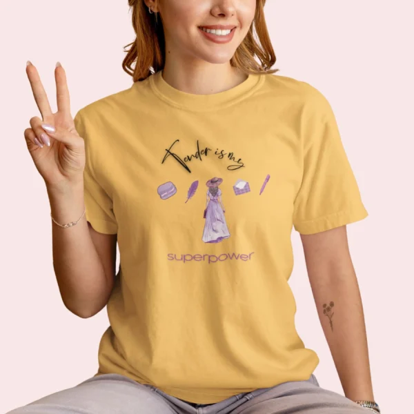 Tender is my superpower Tee with watercolour girl design on comfort colors 1717 - Citrus