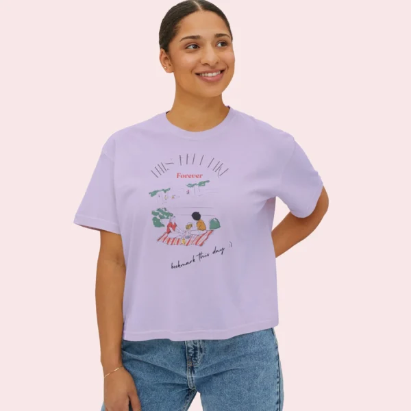 This Feels Like Forever Tee with picnic couple illustration on Comfort Colors 3023 - Orchid
