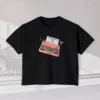 Letters of Love Tee with vintage red typewriter illustration on Comfort Colors 3023 - Black Flatlay