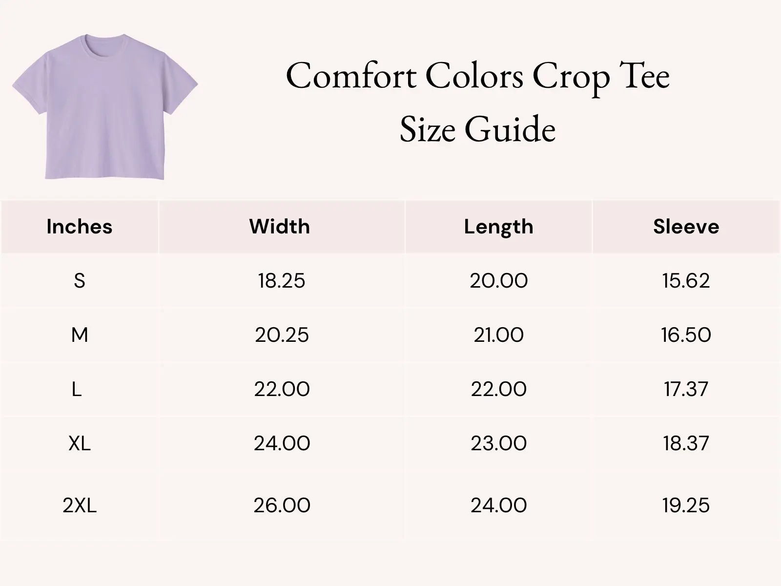 Comfort Colors 3023 Size Guide