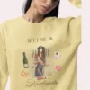 Comfort Colors sweatshirt in butter featuring Paris Montmartre vintage aesthetic collage design