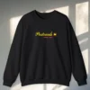Postcards I Never Sent embroidered Gildan 18000 sweatshirt by Bhoomkins - Black Flatlay