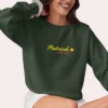 Postcards I Never Sent embroidered Gildan 18000 sweatshirt by Bhoomkins - Forest Green
