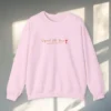 Signed, Still Yours embroidered Gildan 18000 sweatshirt by Bhoomkins - Light Pink Flatlay