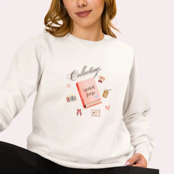 Collecting quiet Joys Comfort Colors graphic sweatshirt by Bhoomkins - White